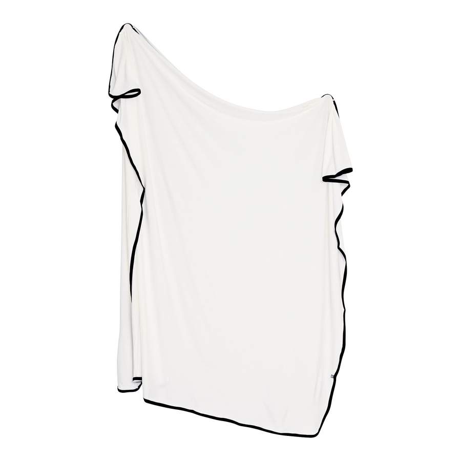 Kyte BABY Swaddle Blanket in Cloud with Midnight Trim Blossom