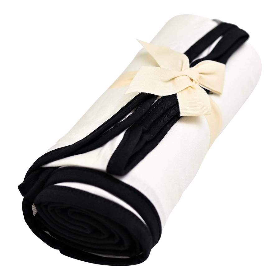 Kyte BABY Swaddle Blanket in Cloud with Midnight Trim Blossom