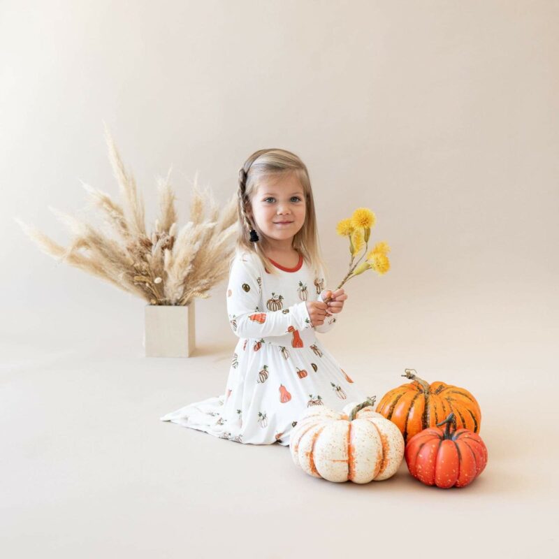 Kyte BABY Long Sleeve Twirl Dress in Pumpkin