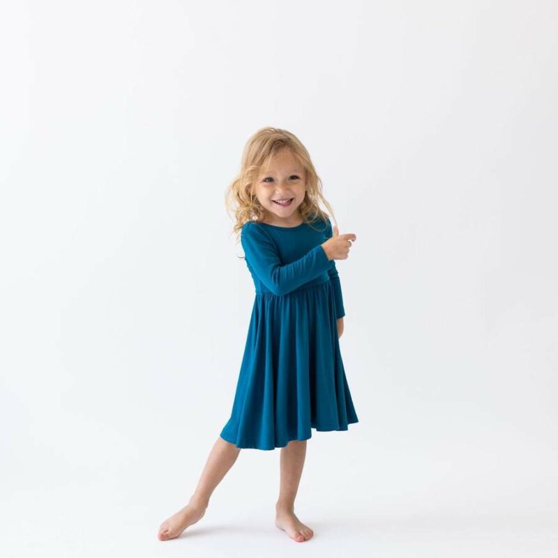 Kyte BABY Long Sleeve Twirl Dress in Baltic