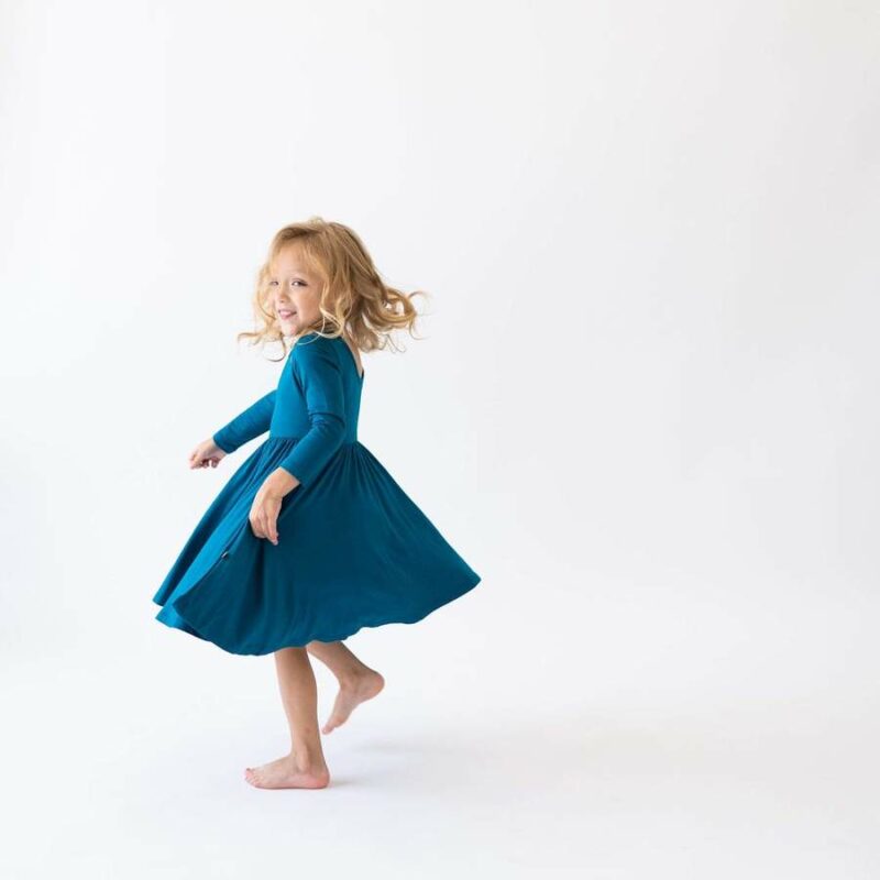 Kyte BABY Long Sleeve Twirl Dress in Baltic