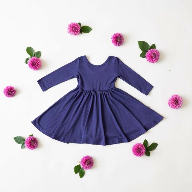 Kyte BABY Long Sleeve Twirl Dress in Eggplant