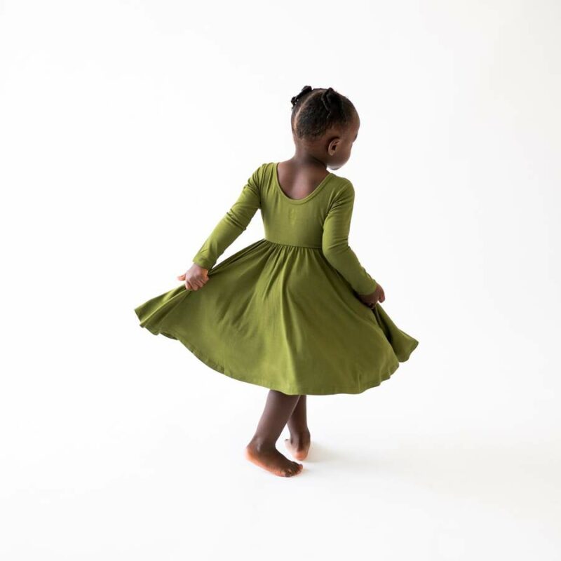 Kyte BABY Long Sleeve Twirl Dress in Olive