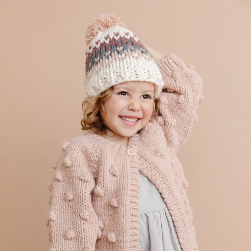 Popcorn Hand Knit Cardigan in Blush Pink from The Blueberry Hill – Blossom