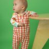 Angel Dear Pumpkin Gingham Overalls