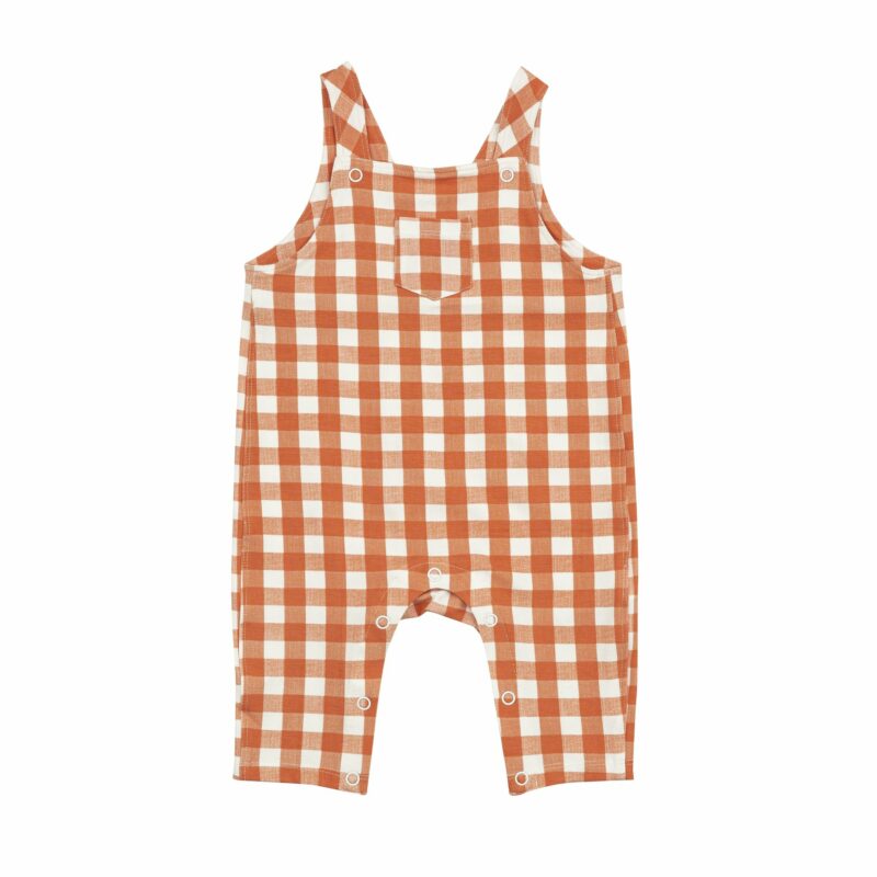 Angel Dear Pumpkin Gingham Overalls