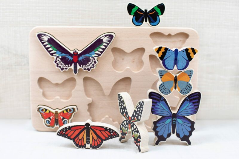 Bajo World of Butterflies Wooden Puzzle and Stacking Toy