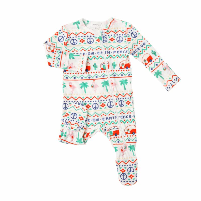 Angel Dear California Fair Isle Thermal Bamboo Zipper Footie