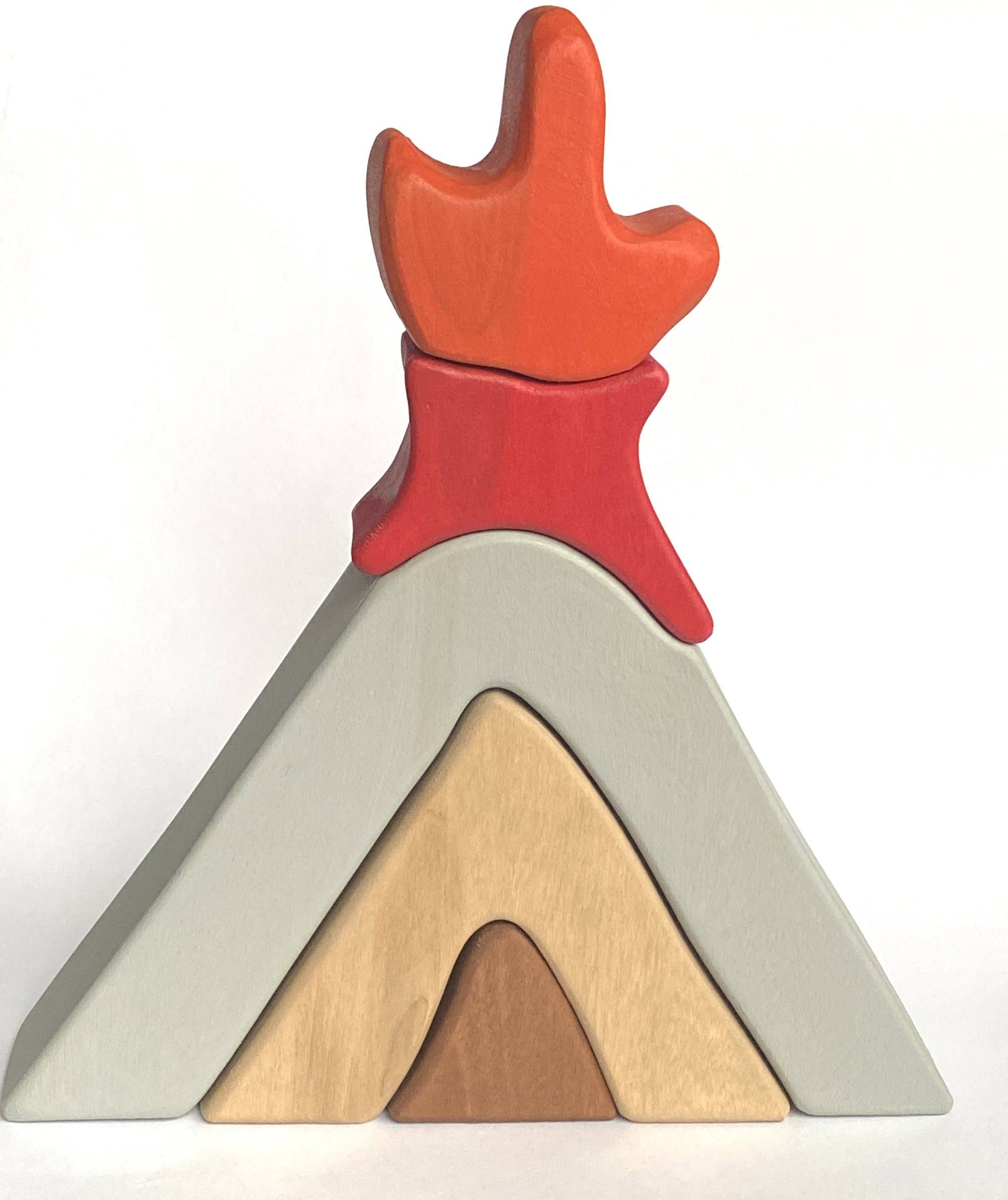 Wooden volcano toy store