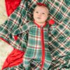 Bellabu Bear Holiday Plaid Bamboo Blanket