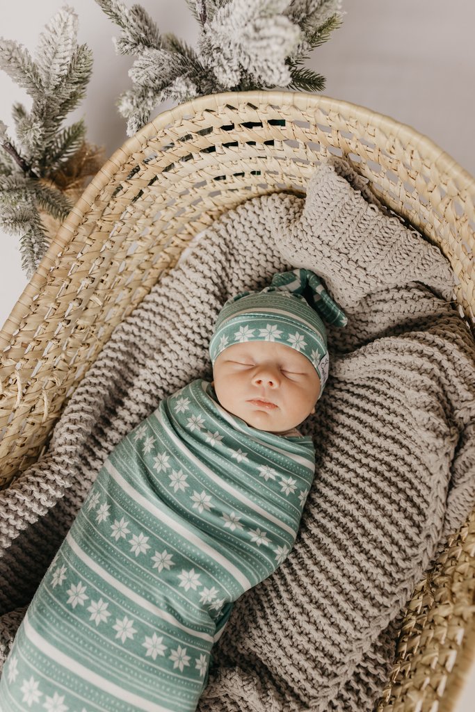 Copper Pearl Knit Holiday Swaddle Blanket