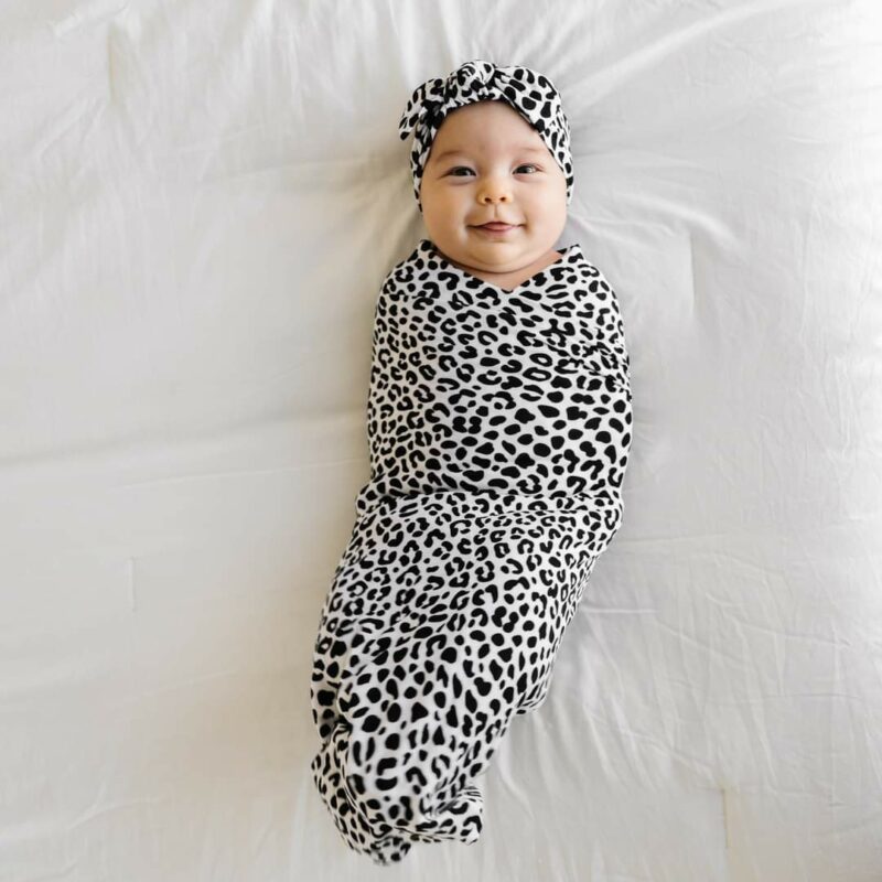 Little Sleepies Snow Leopard Swaddle & Headband Set