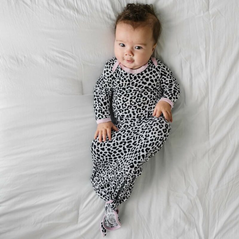 Little Sleepies Snow Leopard Bamboo Viscose Infant Knotted Gown