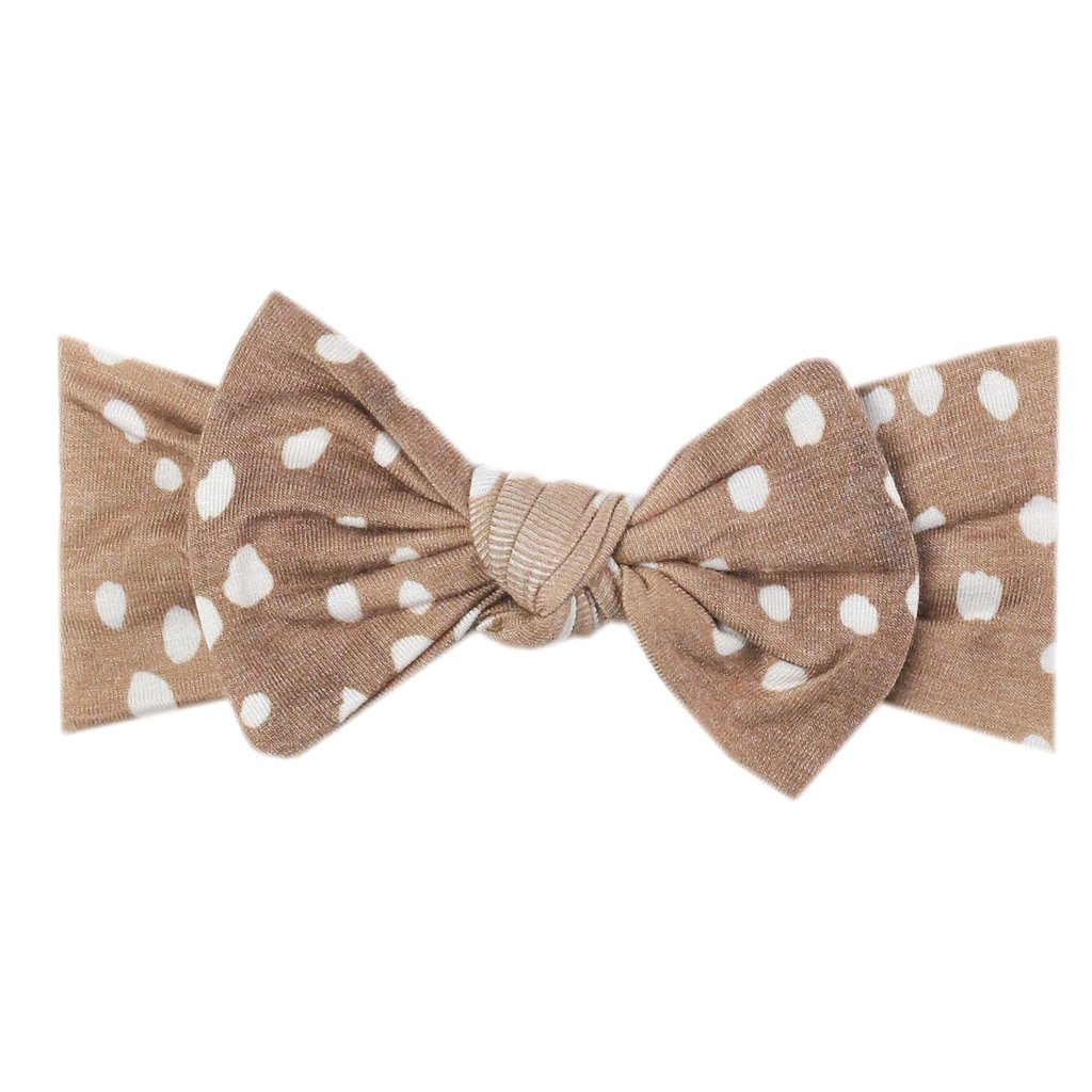 Copper Pearl Fawn Knit Headband Bow Blossom