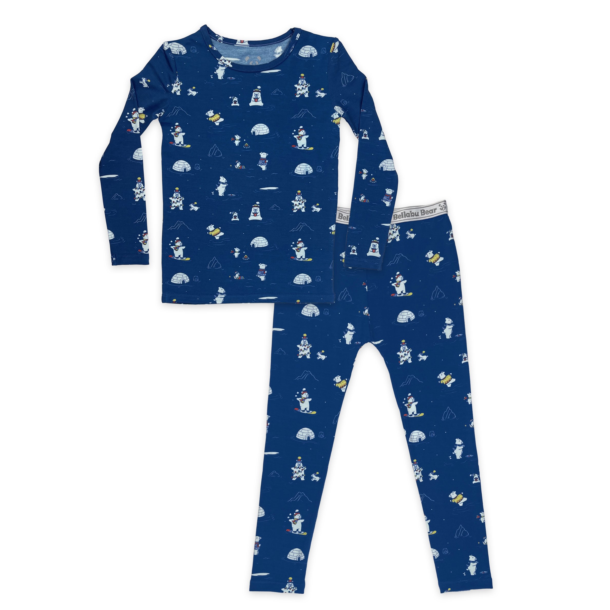 Bellabu Bear Polar Bear Bamboo Two-Piece Pajama Set – Blossom