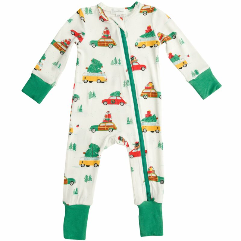 Angel Dear Trees on Cars Bamboo Zippered Romper