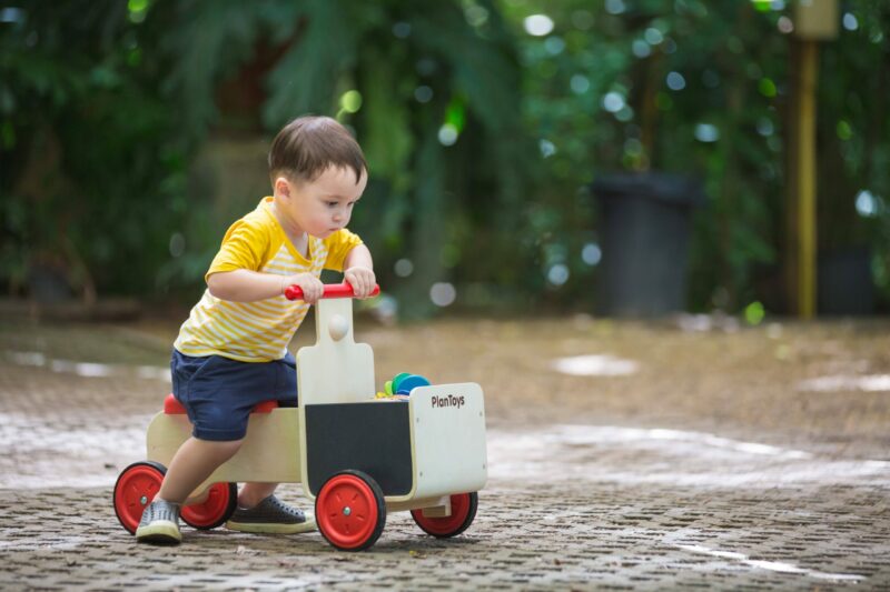 PlanToys Delivery Bike Wooden Ride-On Toy