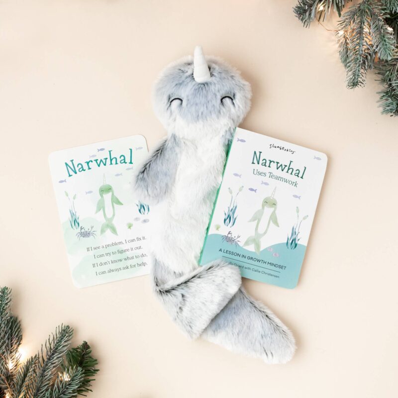 Slumberkins Silver Narwhal Snuggler Growth Mindset Limited Edition Board Book Bundle