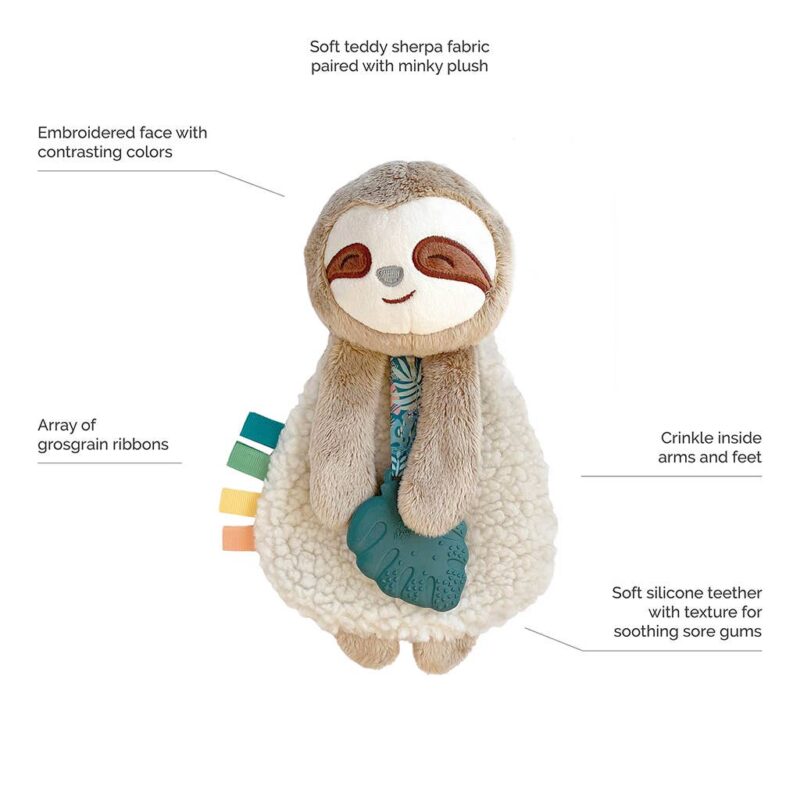Itzy Ritzy Sloth Plush with Silicone Teether Toy Itzy Lovey