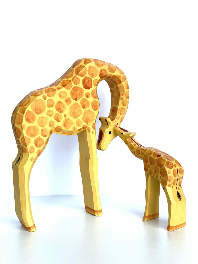 Poppy Baby Co Giraffe Mom and Baby Wooden Toy Set