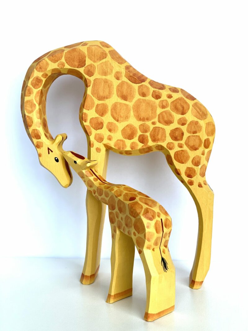 Poppy Baby Co Giraffe Mom and Baby Wooden Toy Set
