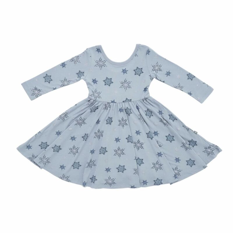 Kyte BABY Long Sleeve Twirl Dress in Snowflake