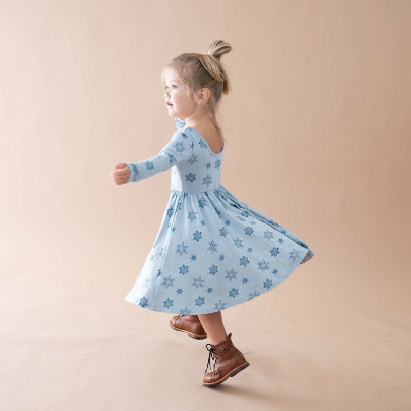 Kyte BABY Long Sleeve Twirl Dress in Snowflake