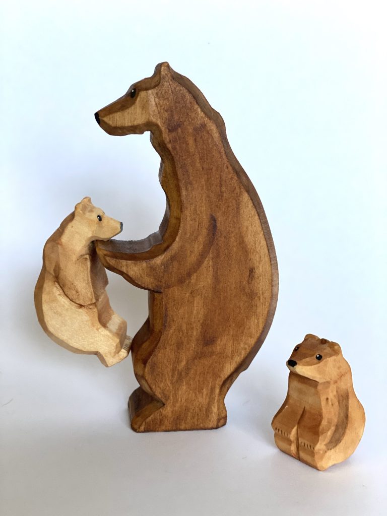 Cots and Cuddles Wooden Bear with Wheels Toy for Kids