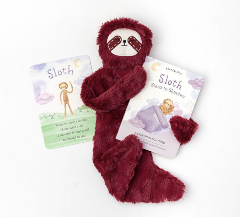 Slumberkins Cranberry Sloth Snuggler and Board Book Limited Edition Routines Collection