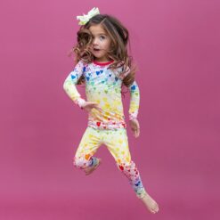 macaron+me Rainbow Hearts Long Sleeve Bamboo Viscose Pajama Set