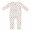 Kyte BABY Zippered Romper in Oat Polka Dot