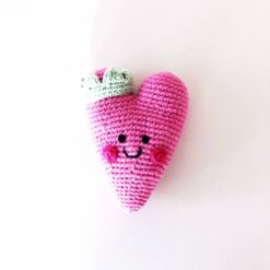 Pebble Pink Heart Knit Rattle