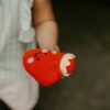 Pebble Red Heart Knit Rattle