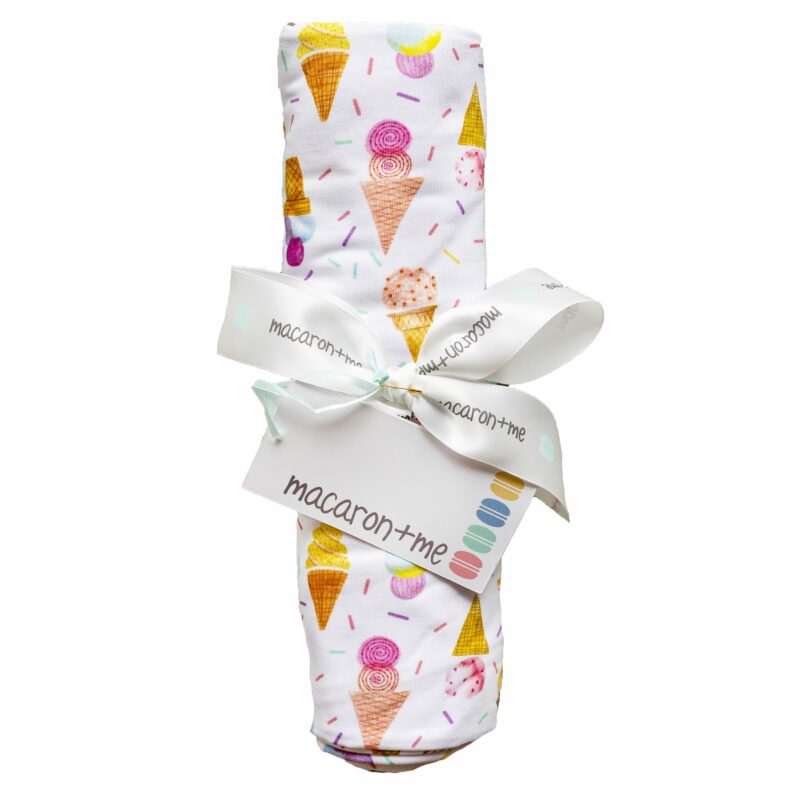 macaron+me Ice Cream and Sprinkles Bamboo Swaddle Blanket