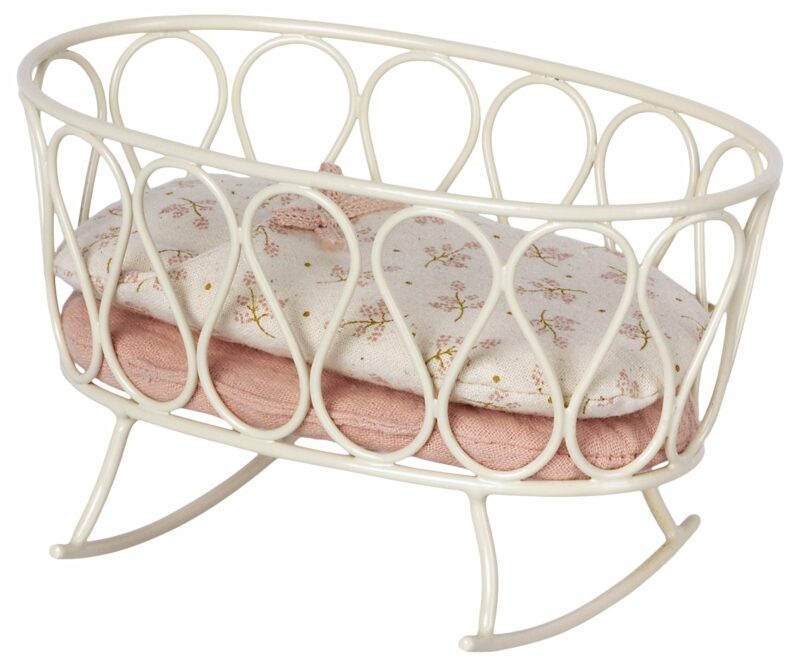 Maileg Cradle with Sleeping Bag in Rose Size MY