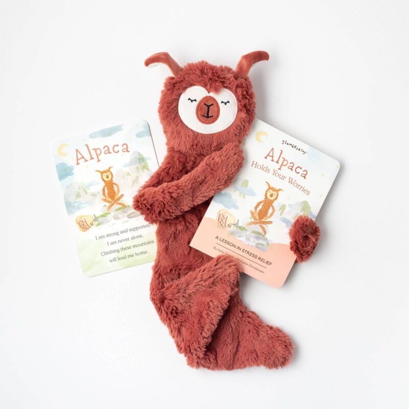 Slumberkins Copper Alpaca Snuggler and Board Book Stress Relief Bundle