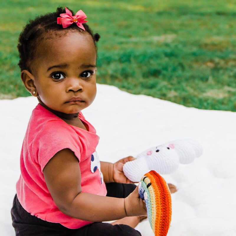 Pebble Rainbow Knit Rattle