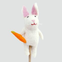 The Winding Road Bunny with Carrot Felt Finger Puppet