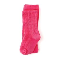 Little Stocking Co Hot Pink Cable Knit Tights