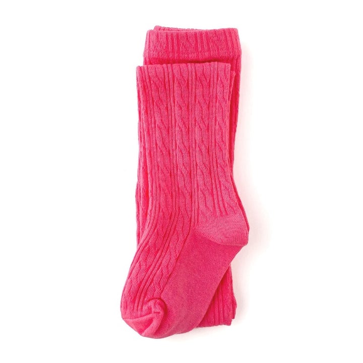 Little Stocking Co Hot Pink Cable Knit Tights