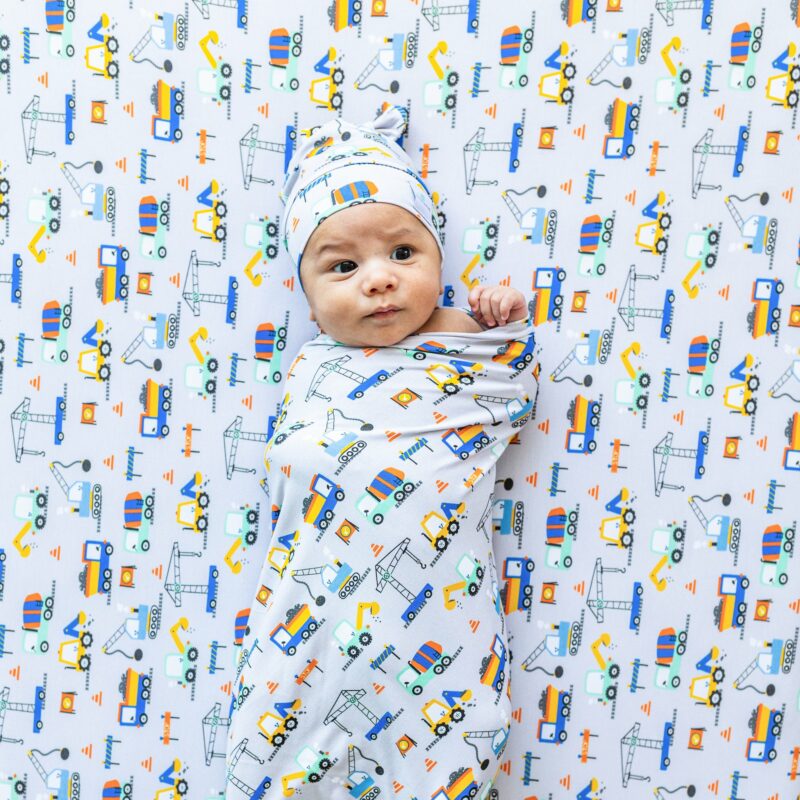 macaron+me Little Diggers Bamboo Swaddle Blanket