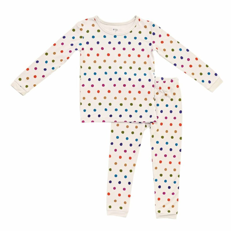 Kyte BABY Toddler Pajama Set in Oat Polka Dot Blossom
