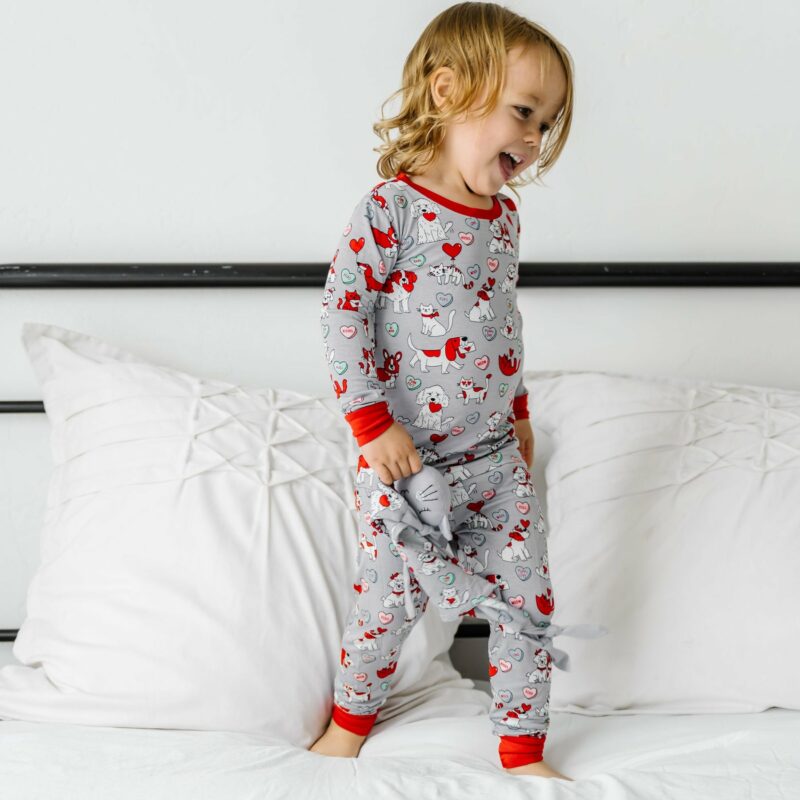 Little Sleepies Gray Furever Valentines Two-Piece Bamboo Viscose Pajama Set