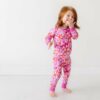 Little Sleepies Pink Watercolor Hearts Two-Piece Bamboo Viscose Pajama Set