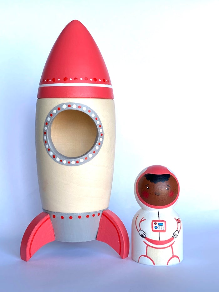 PoppyBaby Co Red Rocket Ship with Astronaut