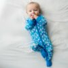 Little Sleepies Blue Watercolor Hearts Bamboo Viscose Zippy