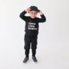 Lola & Taylor Love You More Raglan Crew Neck Sweatshirt in Jet Black