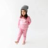 Lola & Taylor Love You More Raglan Crew Neck Sweatshirt in Wild Rose