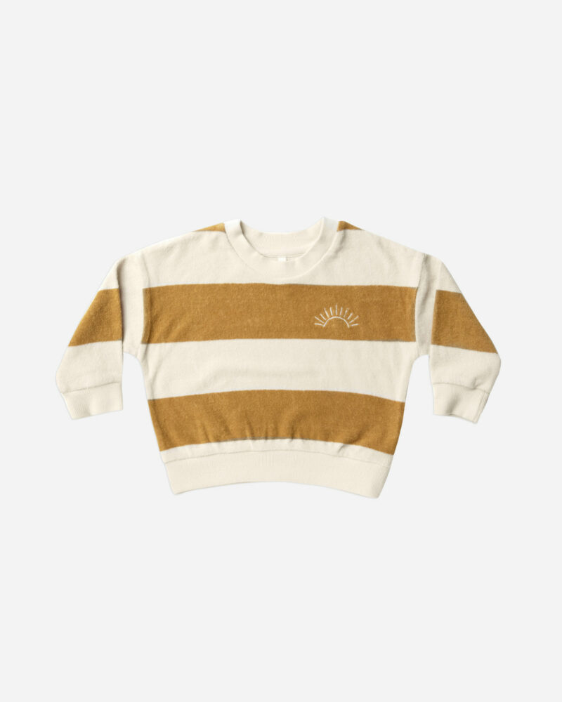 Rylee + Cru Gold Stripe Terry Crewneck