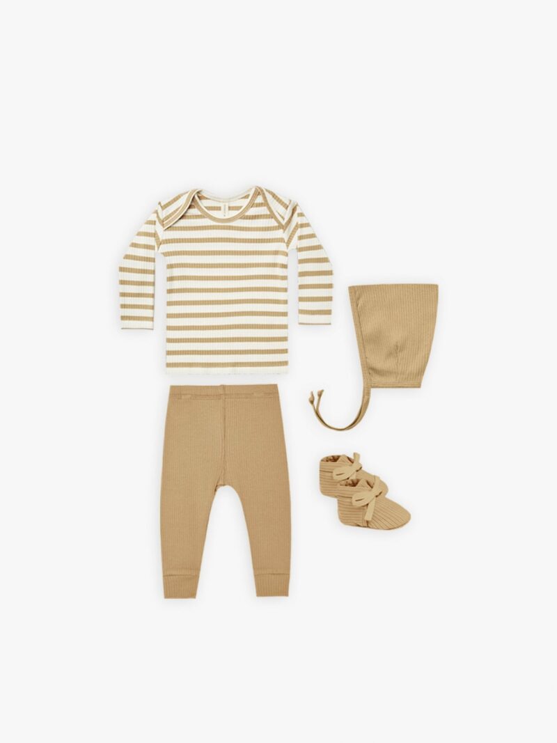 Quincy Mae Honey Stripe Ribbed Baby Play Set